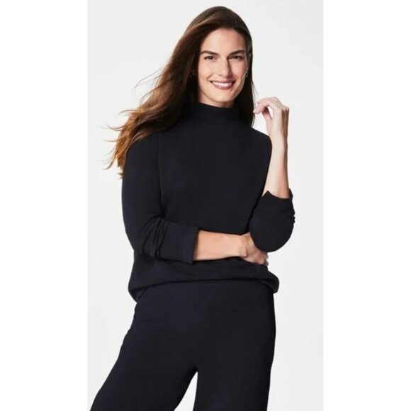 NWT SPANX AirEssentials Mock Neck Top in Black-sz Large - Picture 1 of 9